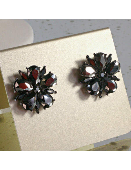Kolczyki WIECZOROWE  grafitowe Kwiaty  Lolita Akcesoria
