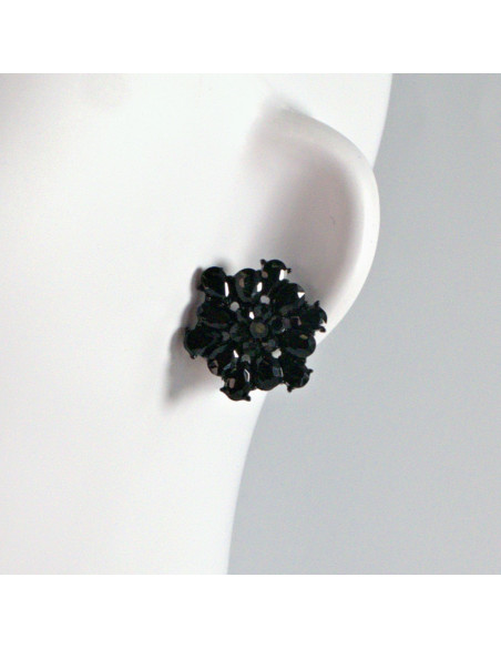 Kolczyki WIECZOROWE  czarne Kwiaty  Lolita Akcesoria