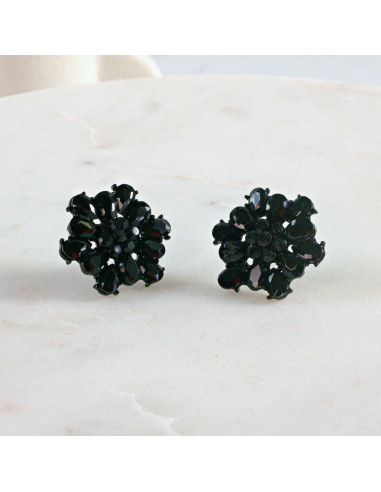 Kolczyki WIECZOROWE  czarne Kwiaty  Lolita...