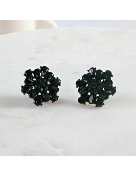Kolczyki WIECZOROWE  czarne Kwiaty  Lolita Akcesoria