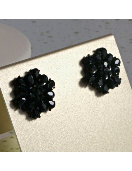 Kolczyki WIECZOROWE  czarne Kwiaty  Lolita Akcesoria