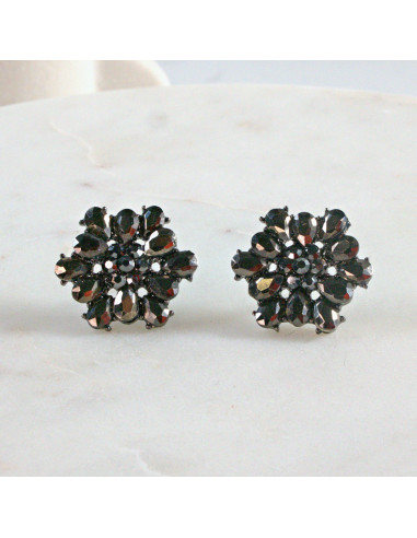 Kolczyki WIECZOROWE  grafitowe Kwiaty  Lolita...