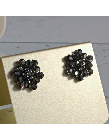 Kolczyki WIECZOROWE  grafitowe Kwiaty  Lolita Akcesoria