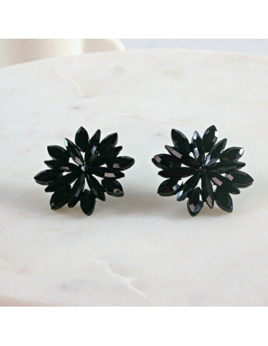 Kolczyki WIECZOROWE  czarne Kwiaty  Lolita...