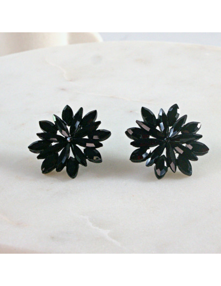 Kolczyki WIECZOROWE  czarne Kwiaty  Lolita Akcesoria