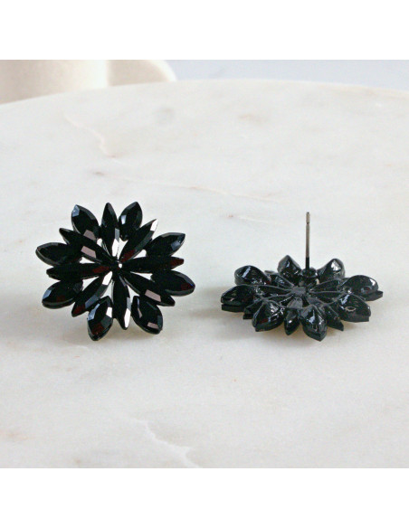 Kolczyki WIECZOROWE  czarne Kwiaty  Lolita Akcesoria