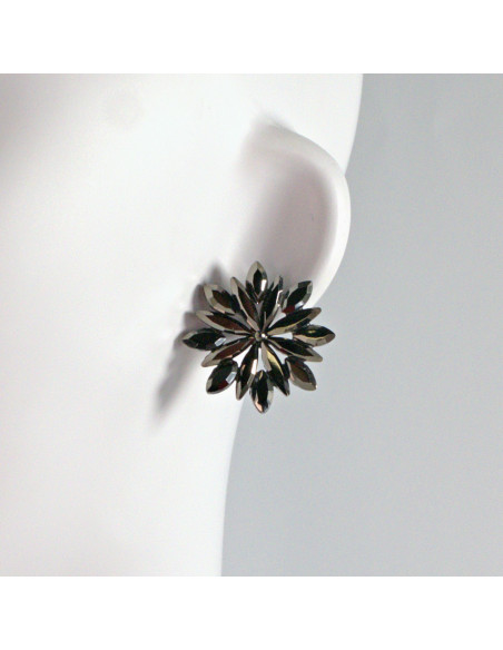 Kolczyki WIECZOROWE  grafitowe Kwiaty  Lolita Akcesoria