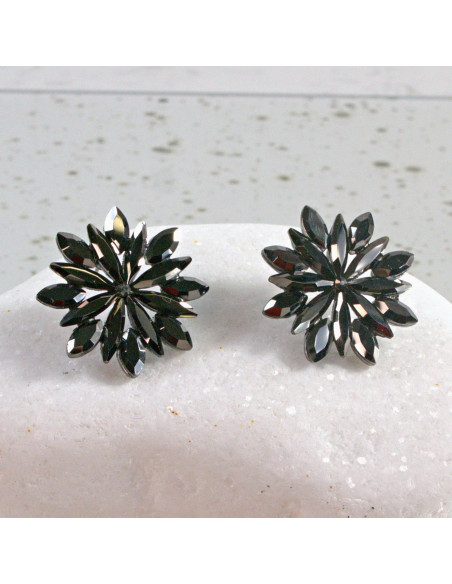 Kolczyki WIECZOROWE  grafitowe Kwiaty  Lolita Akcesoria