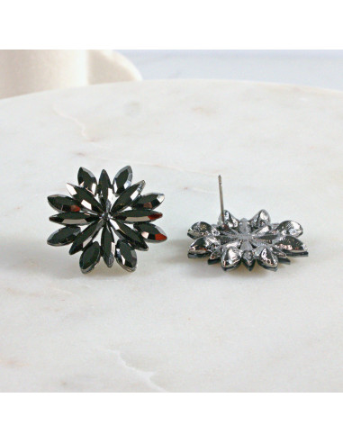 Kolczyki WIECZOROWE  grafitowe Kwiaty  Lolita...