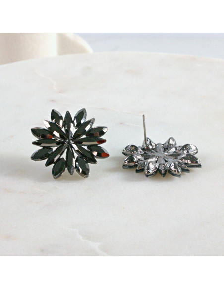 Kolczyki WIECZOROWE  grafitowe Kwiaty  Lolita Akcesoria