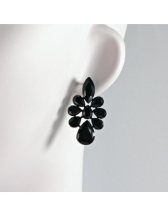 Kolczyki WIECZOROWE CZARNE ROZETY  Lolita Akcesoria