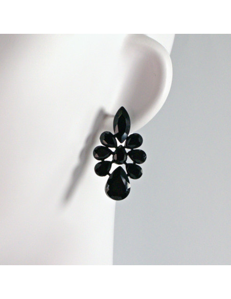 Kolczyki WIECZOROWE CZARNE ROZETY  Lolita Akcesoria