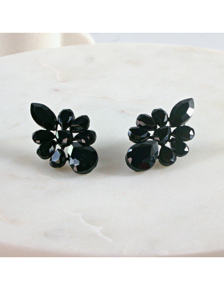 Kolczyki WIECZOROWE CZARNE ROZETY  Lolita Akcesoria