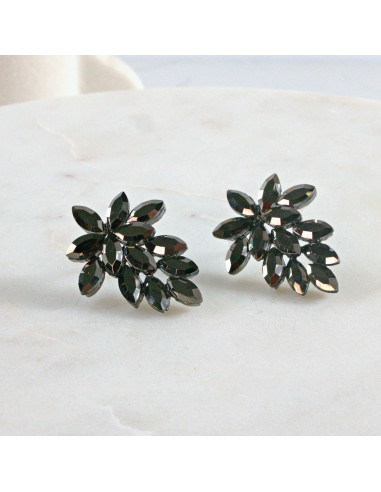 Kolczyki WIECZOROWE  Grafitowe Winogrona...