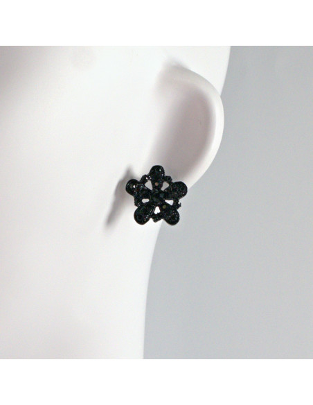 Kolczyki WIECZOROWE  czarne Kwiaty  Lolita Akcesoria