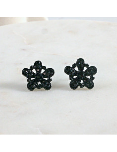 Kolczyki WIECZOROWE  czarne Kwiaty  Lolita Akcesoria 2