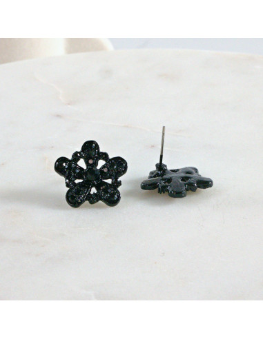 Kolczyki WIECZOROWE  czarne Kwiaty  Lolita...