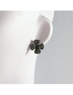 Kolczyki WIECZOROWE  grafitowe Kwiaty  Lolita Akcesoria