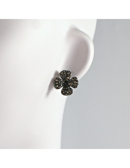 Kolczyki WIECZOROWE  grafitowe Kwiaty  Lolita Akcesoria