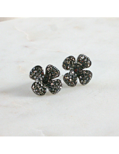 Kolczyki WIECZOROWE  grafitowe Kwiaty  Lolita...