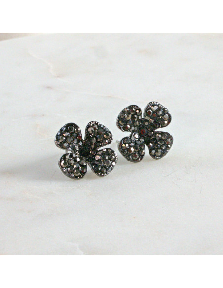 Kolczyki WIECZOROWE  grafitowe Kwiaty  Lolita Akcesoria