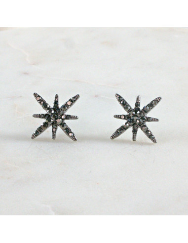 Kolczyki WIECZOROWE  grafitowe Gwiazdki Lolita...