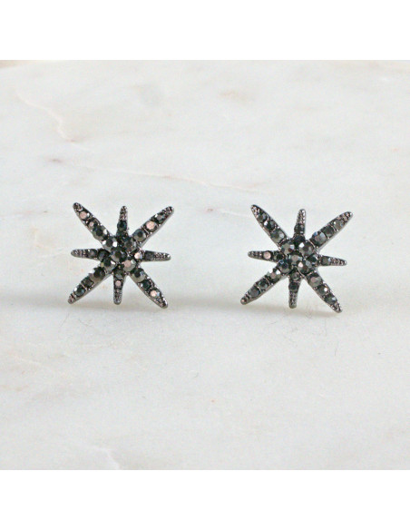 Kolczyki WIECZOROWE  grafitowe Gwiazdki Lolita Akcesoria