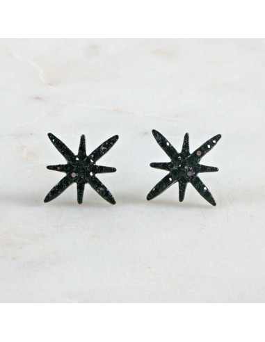 Kolczyki WIECZOROWE  czarne Gwiazdki Lolita...