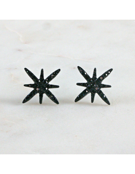 Kolczyki WIECZOROWE  czarne Gwiazdki Lolita Akcesoria