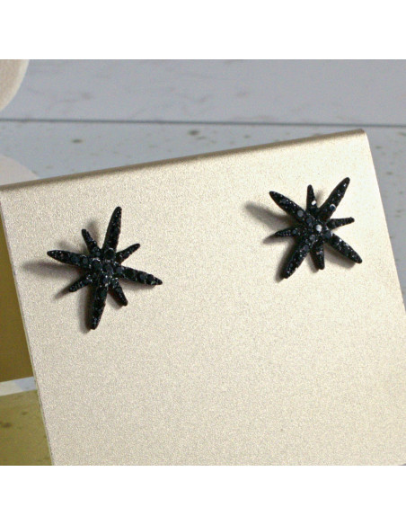 Kolczyki WIECZOROWE  czarne Gwiazdki Lolita Akcesoria
