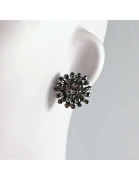 Kolczyki WIECZOROWE  grafitowe Kwiaty Lolita Akcesoria