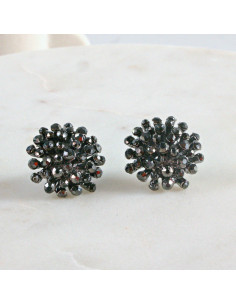 Kolczyki WIECZOROWE  grafitowe Kwiaty Lolita Akcesoria 2