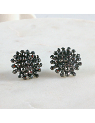 Kolczyki WIECZOROWE  grafitowe Kwiaty Lolita...