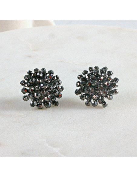 Kolczyki WIECZOROWE  grafitowe Kwiaty Lolita Akcesoria