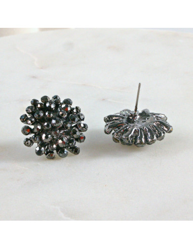 Kolczyki WIECZOROWE  grafitowe Kwiaty Lolita...
