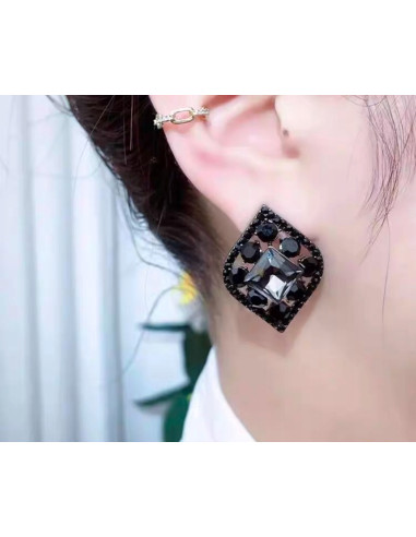 Kolczyki CZARNE WIECZOROWE ROMBY Lolita...