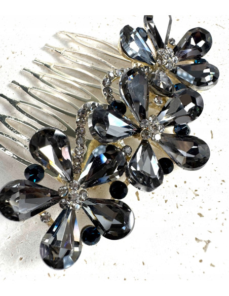 GRZEBIEŃ wsuwany do włosów wtykowy ozdobny diamenty Lolita Akcesoria GRAFIT