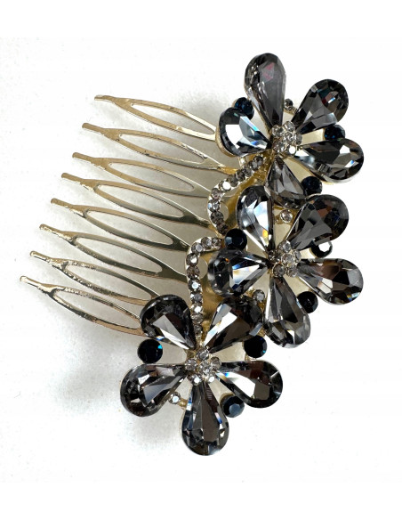 GRZEBIEŃ wsuwany do włosów wtykowy ozdobny diamenty Lolita Akcesoria GRAFIT