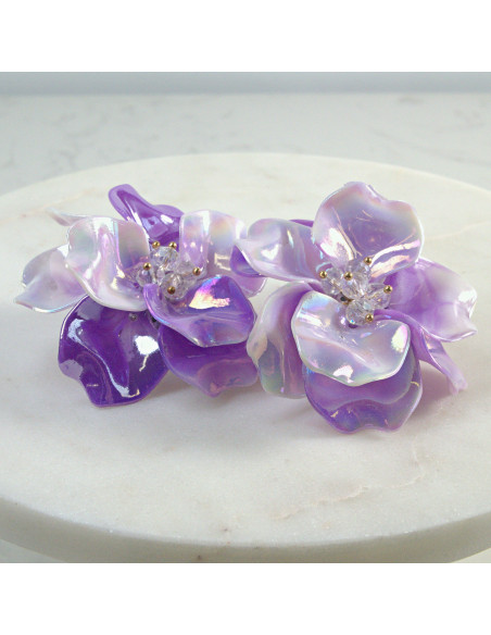 Kolczyki Kwiaty MAXI Fioletowe Lolita Akcesoria