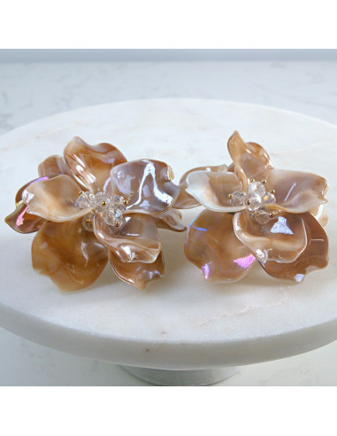 Kolczyki Kwiaty MAXI beżowe holo Lolita Akcesoria