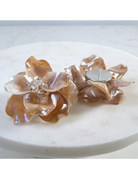 Kolczyki Kwiaty MAXI beżowe holo Lolita Akcesoria