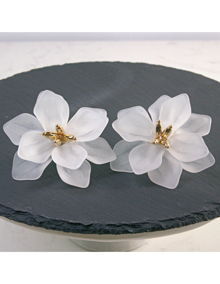 Kolczyki Kwiaty MAXI BIAŁE Lolita Akcesoria