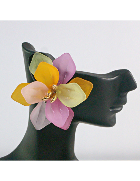 Kolczyki Kwiaty MAXI KOLOROWE BOHO  Lolita Akcesoria