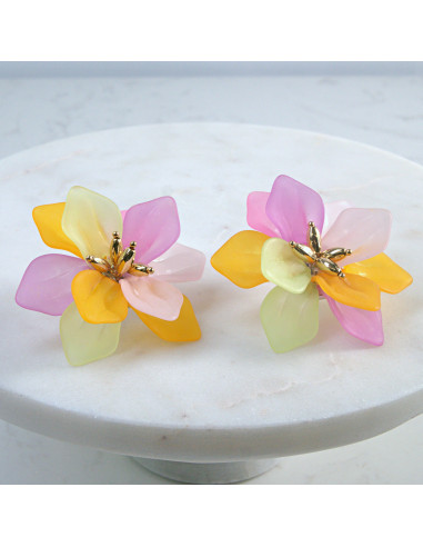 Kolczyki Kwiaty MAXI KOLOROWE BOHO  Lolita...