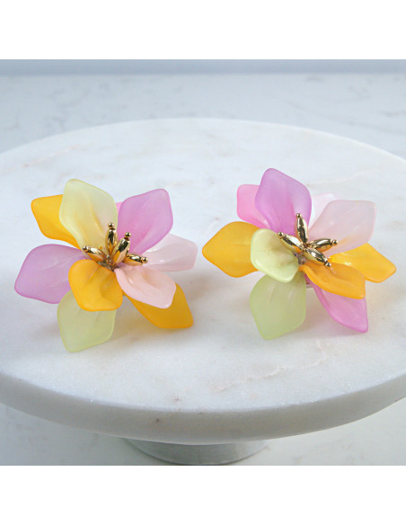 Kolczyki Kwiaty MAXI KOLOROWE BOHO  Lolita Akcesoria