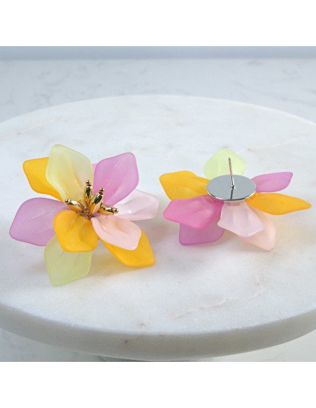 Kolczyki Kwiaty MAXI KOLOROWE BOHO  Lolita Akcesoria