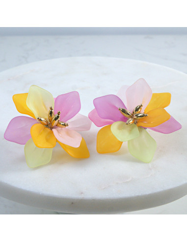 Kolczyki Kwiaty MAXI KOLOROWE BOHO  Lolita...