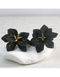Kolczyki Kwiaty MAXI CZARNE BOHO  Lolita Akcesoria 2