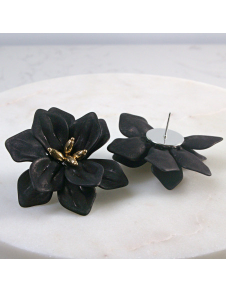 Kolczyki Kwiaty MAXI CZARNE BOHO  Lolita Akcesoria