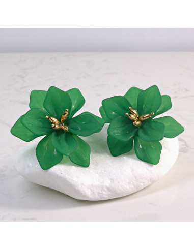 Kolczyki Kwiaty MAXI ZIELONE BOHO  Lolita...